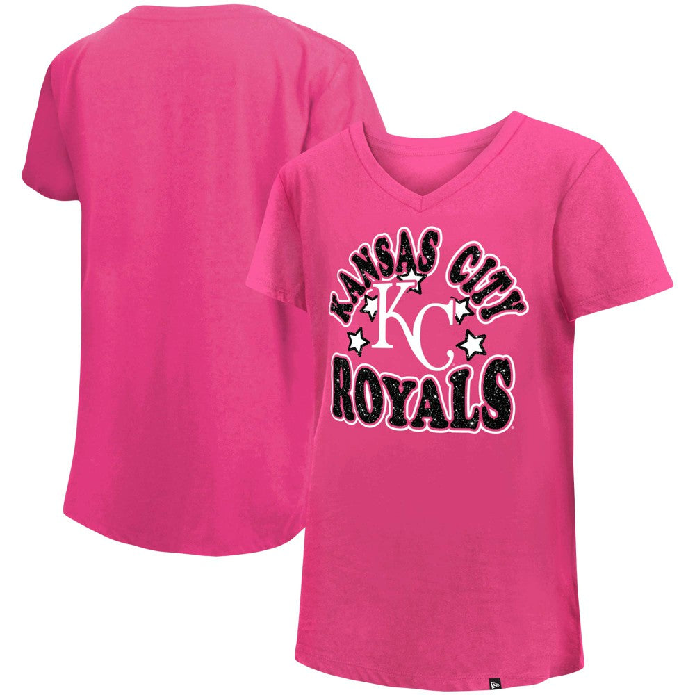 Kansas City Royals Girls Youth Jersey Stars V-Neck T-Shirt - Pink | New Era