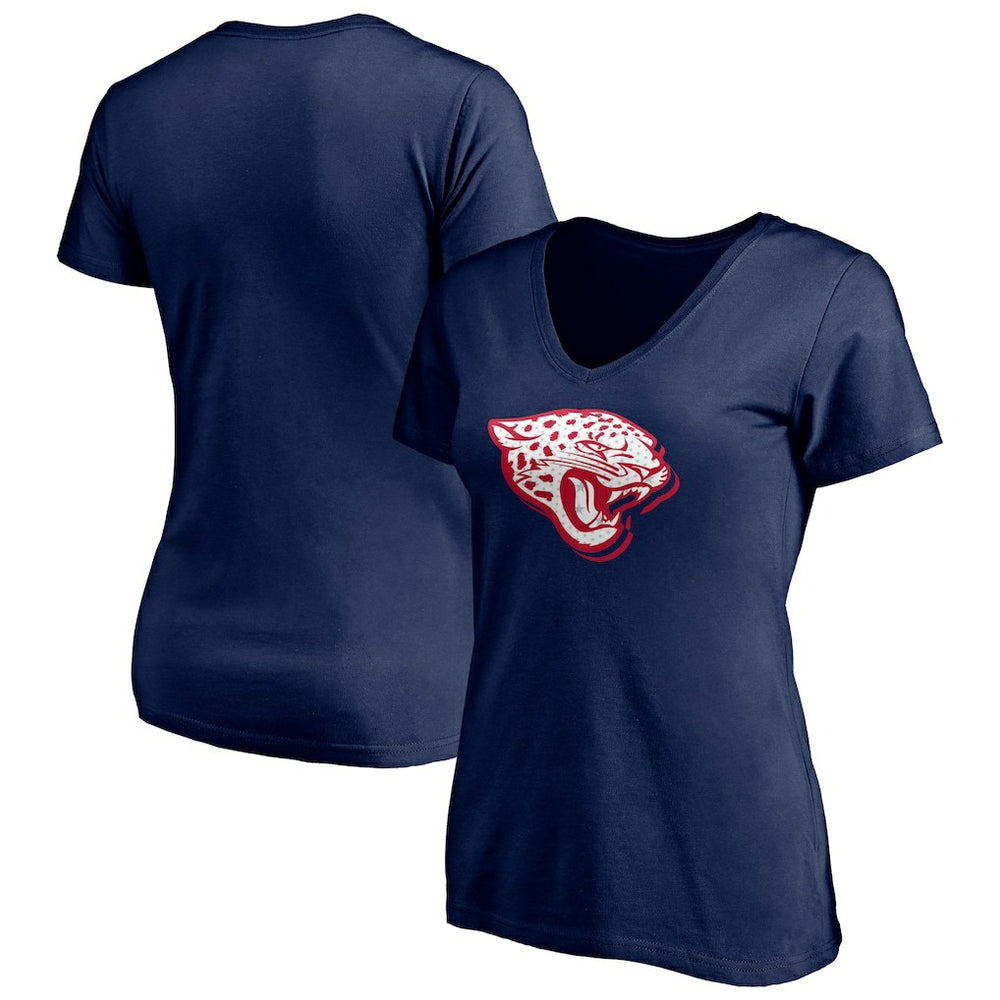 NFL Jacksonville Jaguars Women's Red White and Team V-Neck T-Shirt