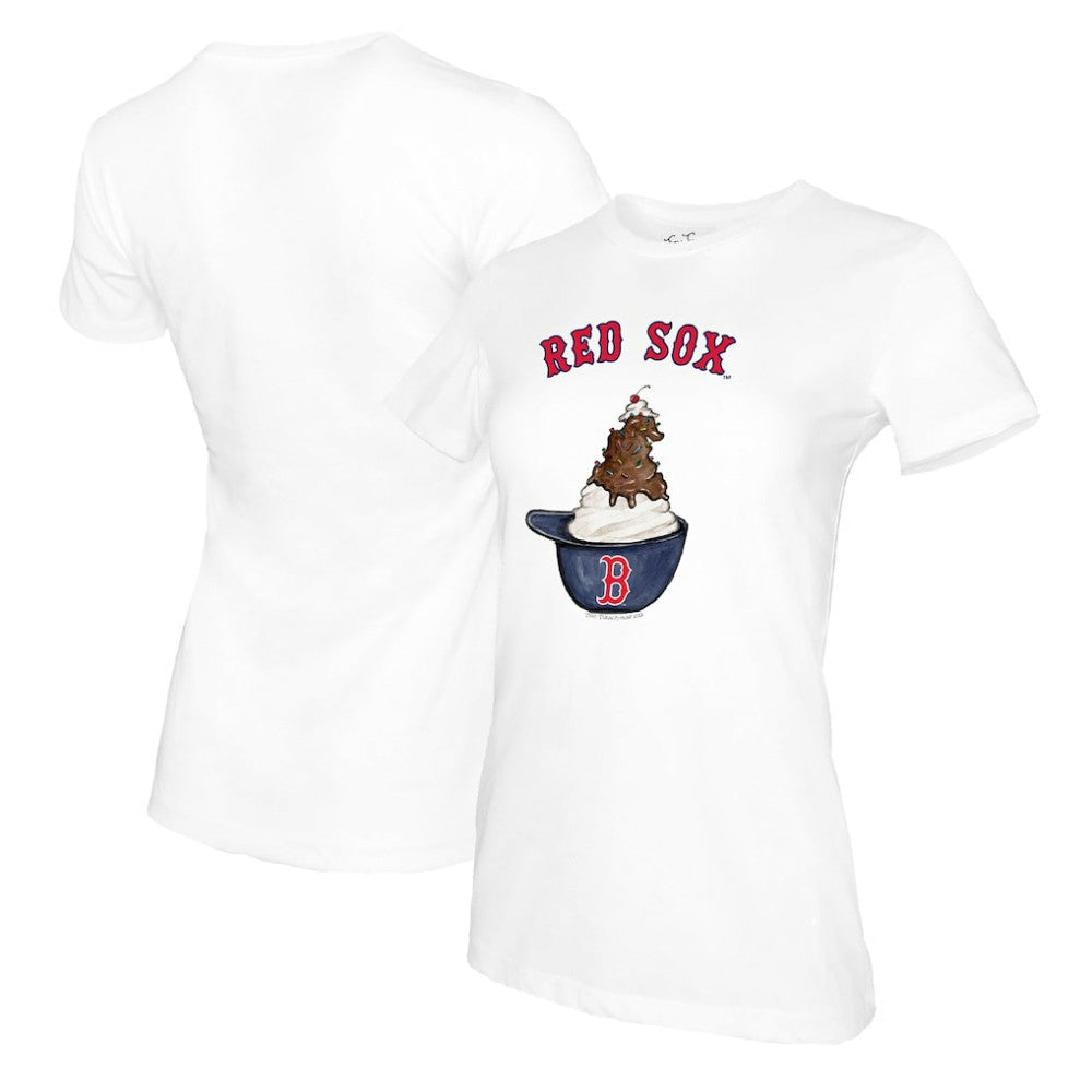 Boston Red Sox Tiny Turnip Women's Sundae Helmet T-Shirt - White