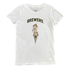 Milwaukee Brewers Tiny Turnip Women's Triple Scoop T-Shirt - White