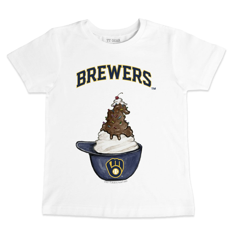 Milwaukee Brewers Tiny Turnip Youth Sundae Helmet T-Shirt - White