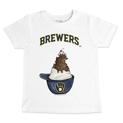 Milwaukee Brewers Tiny Turnip Youth Sundae Helmet T-Shirt - White
