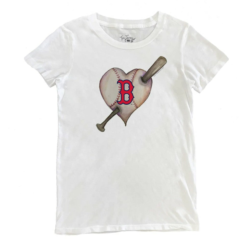 Boston Red Sox Tiny Turnip Women's Heart Bat T-Shirt - White