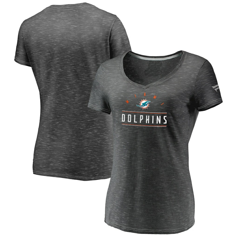 NFL Miami Dolphins Women's League Leader Space Dye V-Neck T-Shirt