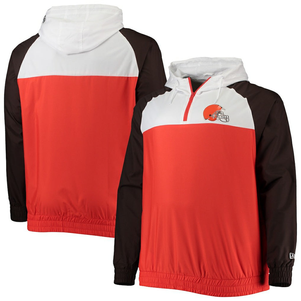 NFL Cleveland Browns Big & Tall League Raglan Quarter-Zip Hoodie