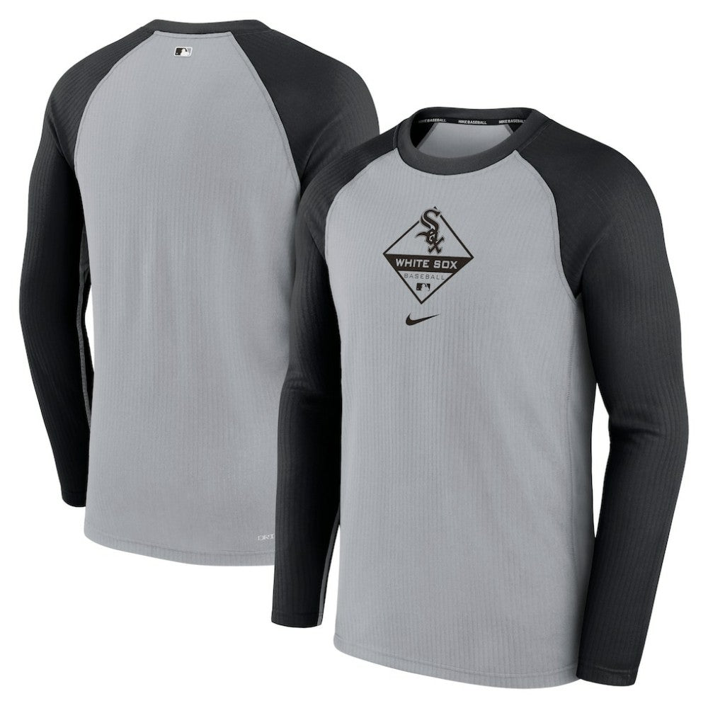 Chicago White Sox Game Authentic Collection Performance Raglan Long Sleeve T-Shirt - Gray/Black | Nike