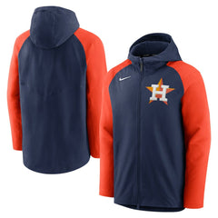 Houston Astros Authentic Collection Performance Raglan Full-Zip Hoodie - Navy/Orange | Nike