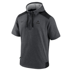 Miami Marlins Authentic Collection Dry Flux Performance Quarter-Zip Short Sleeve Hoodie - Heathered Charcoal/Black | Nike