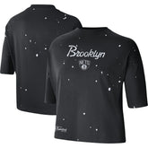 Brooklyn Nets Women's Courtside Splatter Cropped T-Shirt - Black | Nike on sale