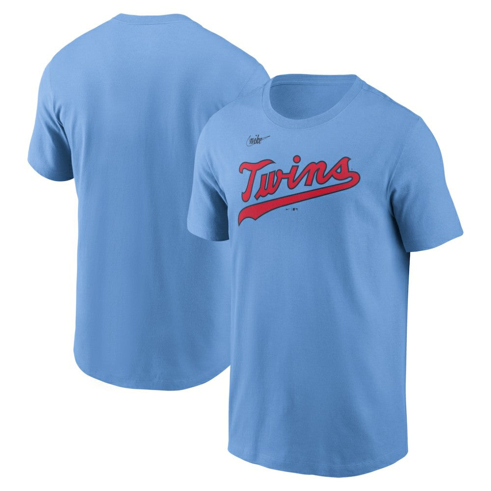 Minnesota Twins Cooperstown Collection Wordmark T-Shirt - Light Blue | Nike