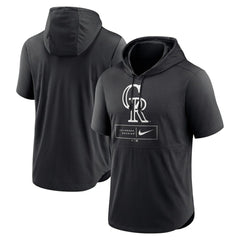 Colorado Rockies Lockup Performance Short Sleeve Lightweight Hooded Top - Black | Nike