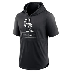 Colorado Rockies Lockup Performance Short Sleeve Lightweight Hooded Top - Black | Nike