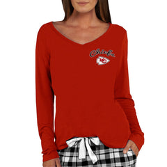 NFL Kansas City Chiefs Concepts Sport Women's Marathon Knit Long Sleeve Lightweight V-Neck Lounge Top