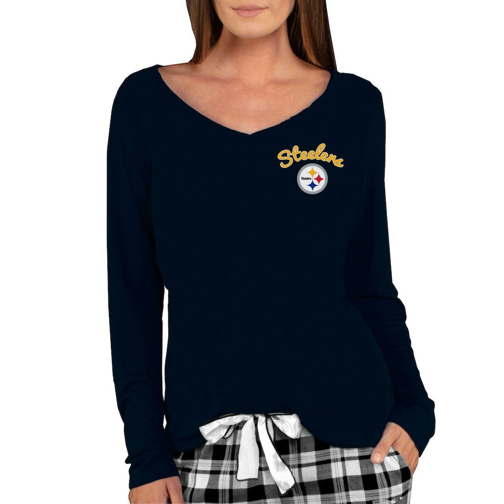 NFL Pittsburgh Steelers Concepts Sport Women's Marathon Knit Long Sleeve Lightweight V-Neck Lounge Top