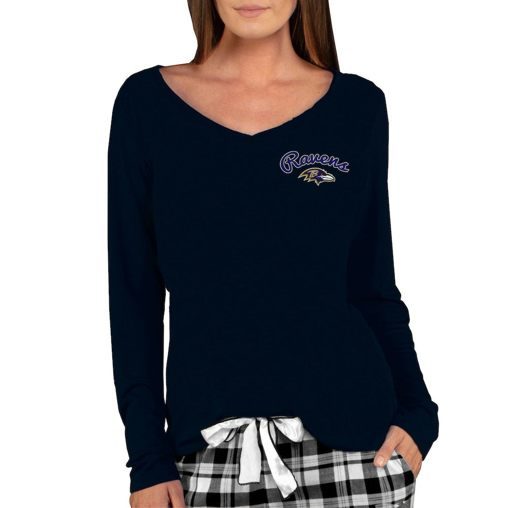 NFL Baltimore Ravens Concepts Sport Women's Marathon Knit Long Sleeve Lightweight V-Neck Lounge Top