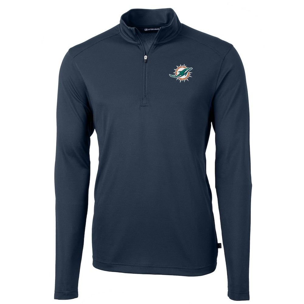 NFL Miami Dolphins Cutter & Buck Virtue Eco Pique Recycled Quarter-Zip Pullover Jacket