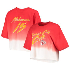 NFL Kansas City Chiefs Patrick Mahomes Majestic Threads Women's Dip-Dye Player Name & Number Crop Top