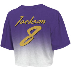 NFL Baltimore Ravens Lamar Jackson Majestic Threads Women's Dip-Dye Player Name & Number Crop Top
