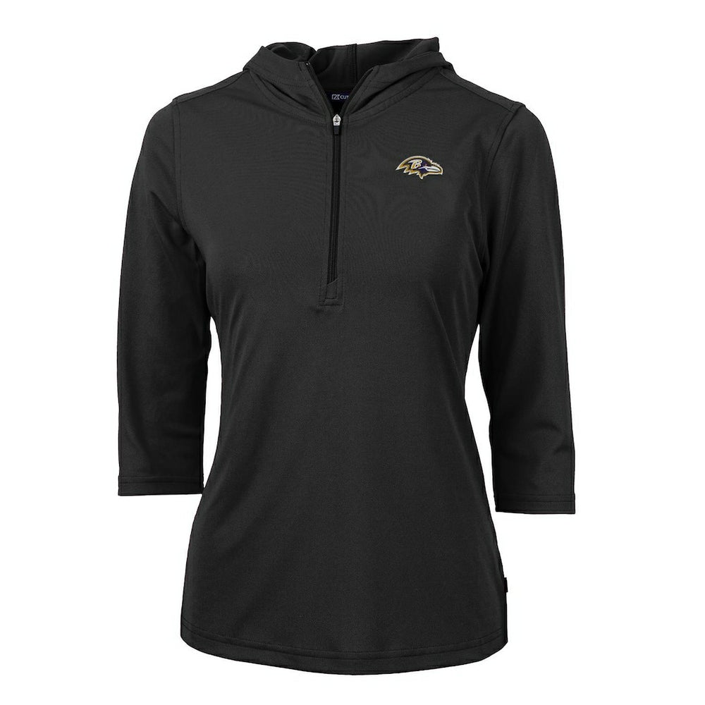 NFL Baltimore Ravens Cutter & Buck Women's Virtue Eco Pique Half-Zip 3/4 Sleeve Pullover Hoodie