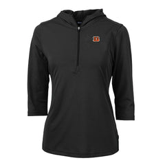 NFL Cincinnati Bengals Cutter & Buck Women's Virtue Eco Pique Half-Zip 3/4 Sleeve Pullover Hoodie