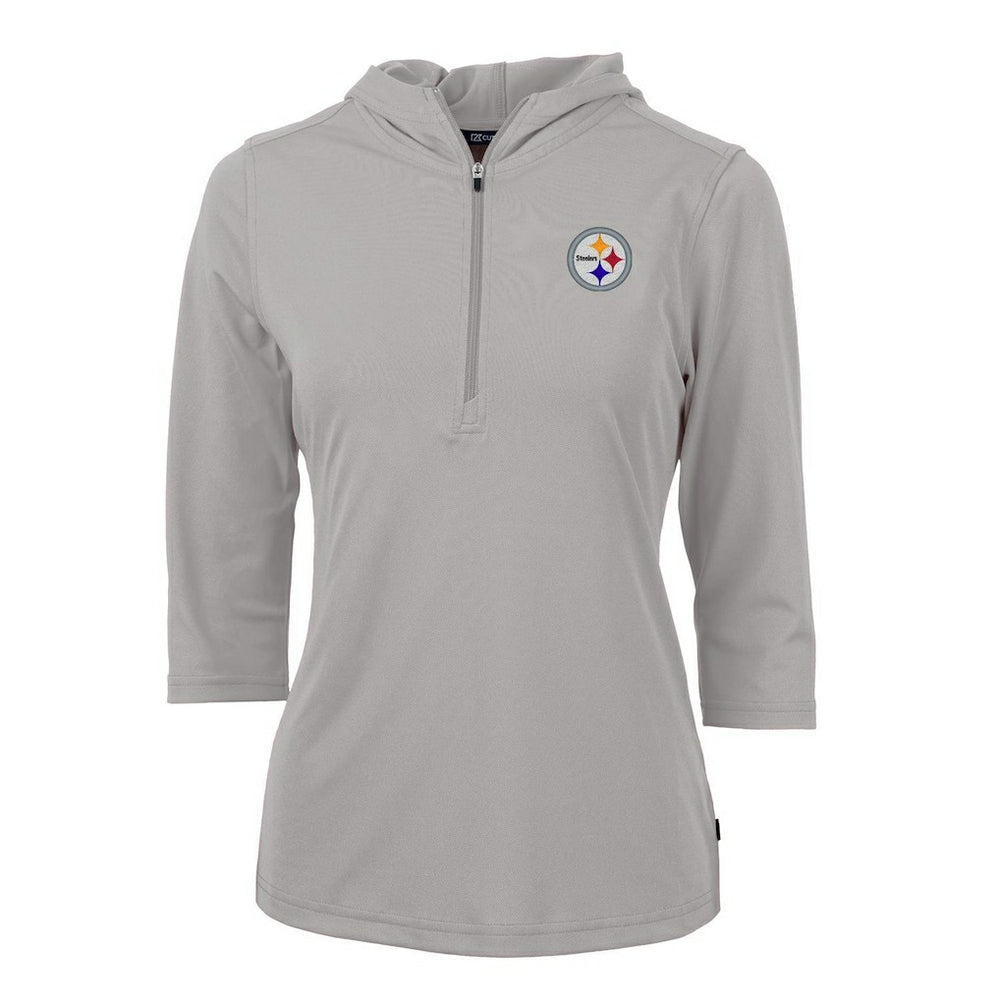 NFL Pittsburgh Steelers Cutter & Buck Women's Virtue Eco Pique Half-Zip 3/4 Sleeve Pullover Hoodie