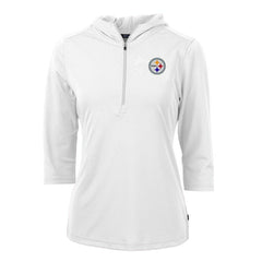 NFL Pittsburgh Steelers Cutter & Buck Women's Virtue Eco Pique Half-Zip 3/4 Sleeve Pullover Hoodie