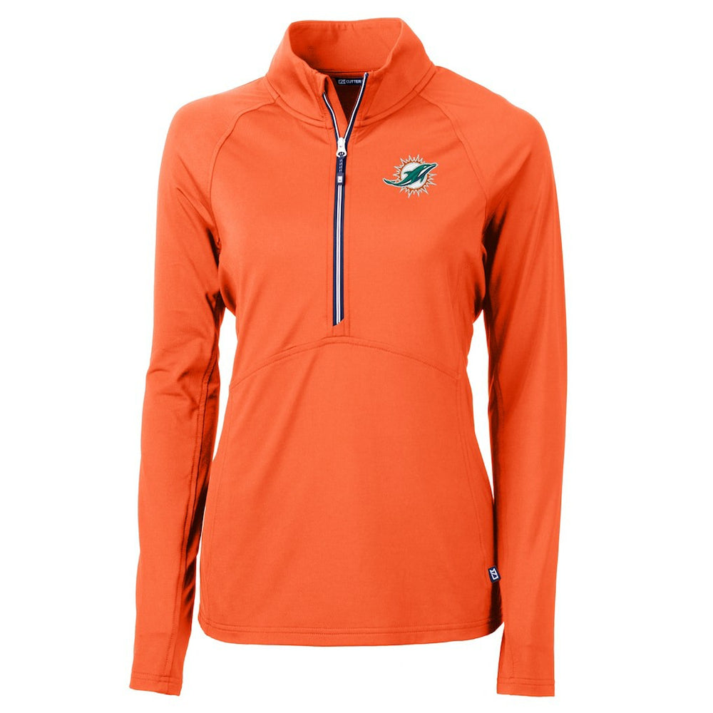 NFL Miami Dolphins Cutter & Buck Women's Adapt Eco Knit Half-Zip Pullover Jacket
