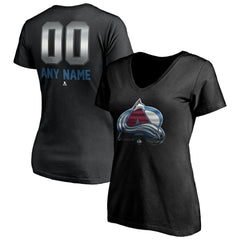Colorado Avalanche Women's Personalized Midnight Mascot Logo V-Neck T-Shirt