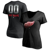 Detroit Red Wings Women's Personalized Midnight Mascot Logo V-Neck T-Shirt