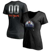 Edmonton Oilers Women's Personalized Midnight Mascot Logo V-Neck T-Shirt