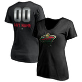 Minnesota Wild Women's Personalized Midnight Mascot Logo V-Neck T-Shirt
