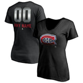 Montreal Canadiens Women's Personalized Midnight Mascot Logo V-Neck T-Shirt