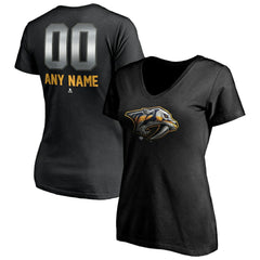 Nashville Predators Women's Personalized Midnight Mascot Logo V-Neck T-Shirt