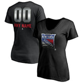 New York Rangers Women's Personalized Midnight Mascot Logo V-Neck T-Shirt