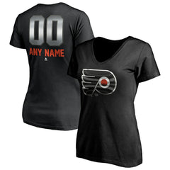 Philadelphia Flyers Women's Personalized Midnight Mascot Logo V-Neck T-Shirt
