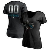 San Jose Sharks Women's Personalized Midnight Mascot Logo V-Neck T-Shirt
