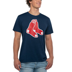 Boston Red Sox Homage Hand-Drawn Logo Tri-Blend T-Shirt - Navy