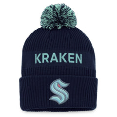 Seattle Kraken Fanatics 2022 NHL Draft Authentic Pro Cuffed Knit Hat with Pom