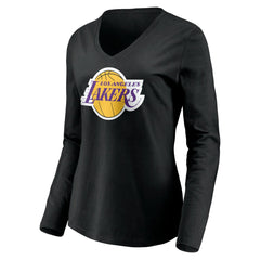 LeBron James Los Angeles Lakers Women's #6 Playmaker Name & Number Long Sleeve V-Neck T-Shirt - Black for sale