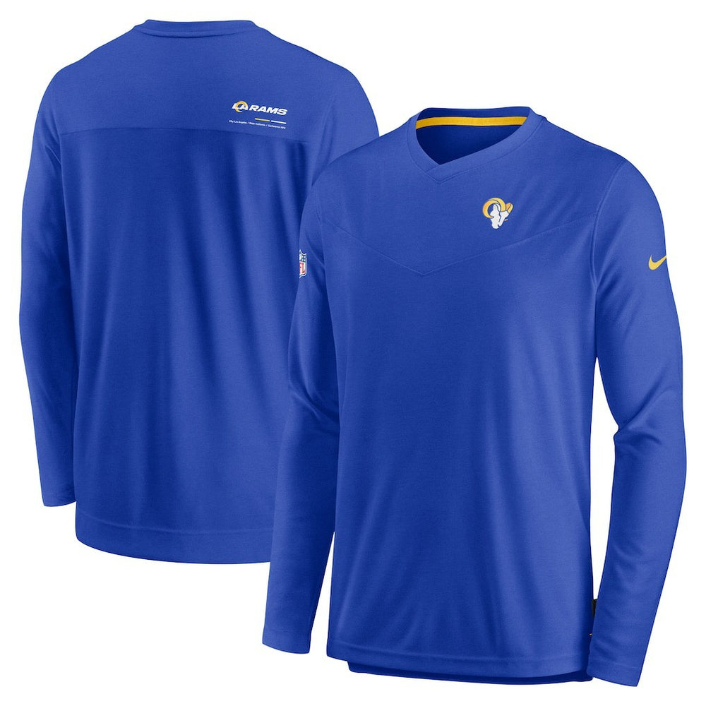 NFL Los Angeles Rams Sideline Coach Chevron Lock Up Long Sleeve V-Neck Performance T-Shirt