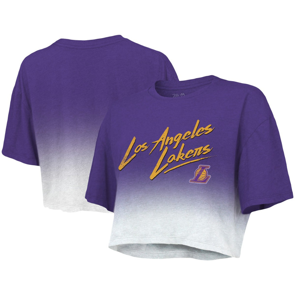 Los Angeles Lakers Majestic Threads Women's Dirty Dribble Tri-Blend Cropped T-Shirt - Purple/White sale
