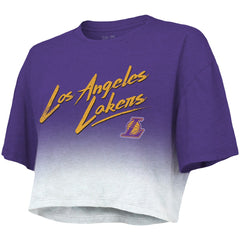Los Angeles Lakers Majestic Threads Women's Dirty Dribble Tri-Blend Cropped T-Shirt - Purple/White sale