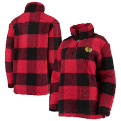 Chicago Blackhawks G-III 4Her by Carl Banks Women's Plaid Sherpa Quarter-Zip Jacket