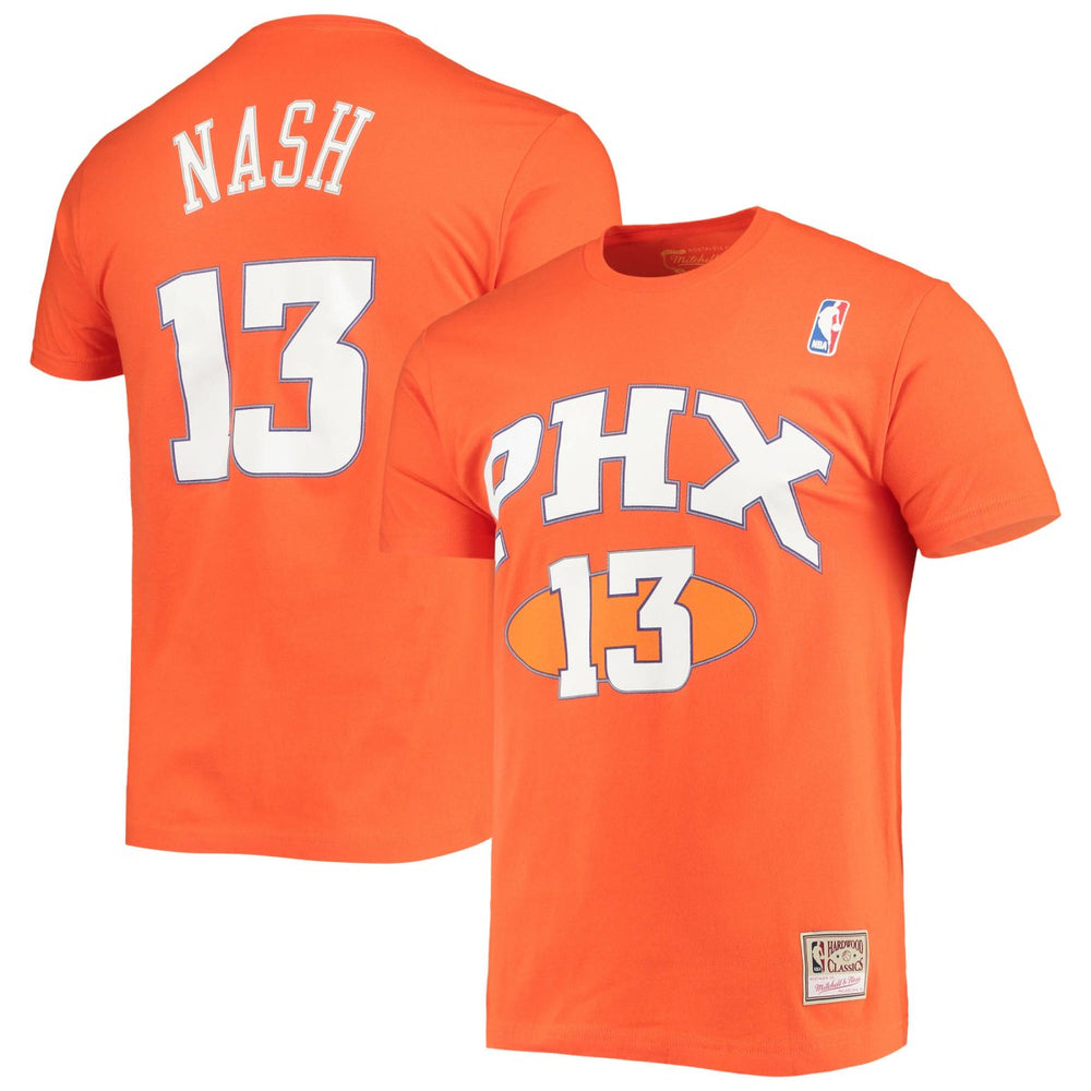 Steve Nash Phoenix Suns Hardwood Classics Stitch Name & Number T-Shirt - Orange | Mitchell & Ness cheap