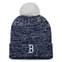 Boston Red Sox Women's Iconic Cuffed Knit Hat with Pom - Navy/White