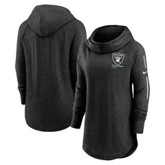 NFL Las Vegas Raiders Women's Minimal Statement Lightweight Raglan Funnel Neck Pullover Hoodie