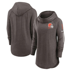NFL Cleveland Browns Women's Minimal Statement Lightweight Raglan Funnel Neck Pullover Hoodie