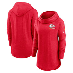 NFL Kansas City Chiefs Women's Minimal Statement Lightweight Raglan Funnel Neck Pullover Hoodie