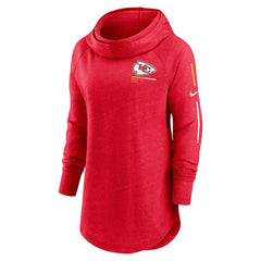 NFL Kansas City Chiefs Women's Minimal Statement Lightweight Raglan Funnel Neck Pullover Hoodie