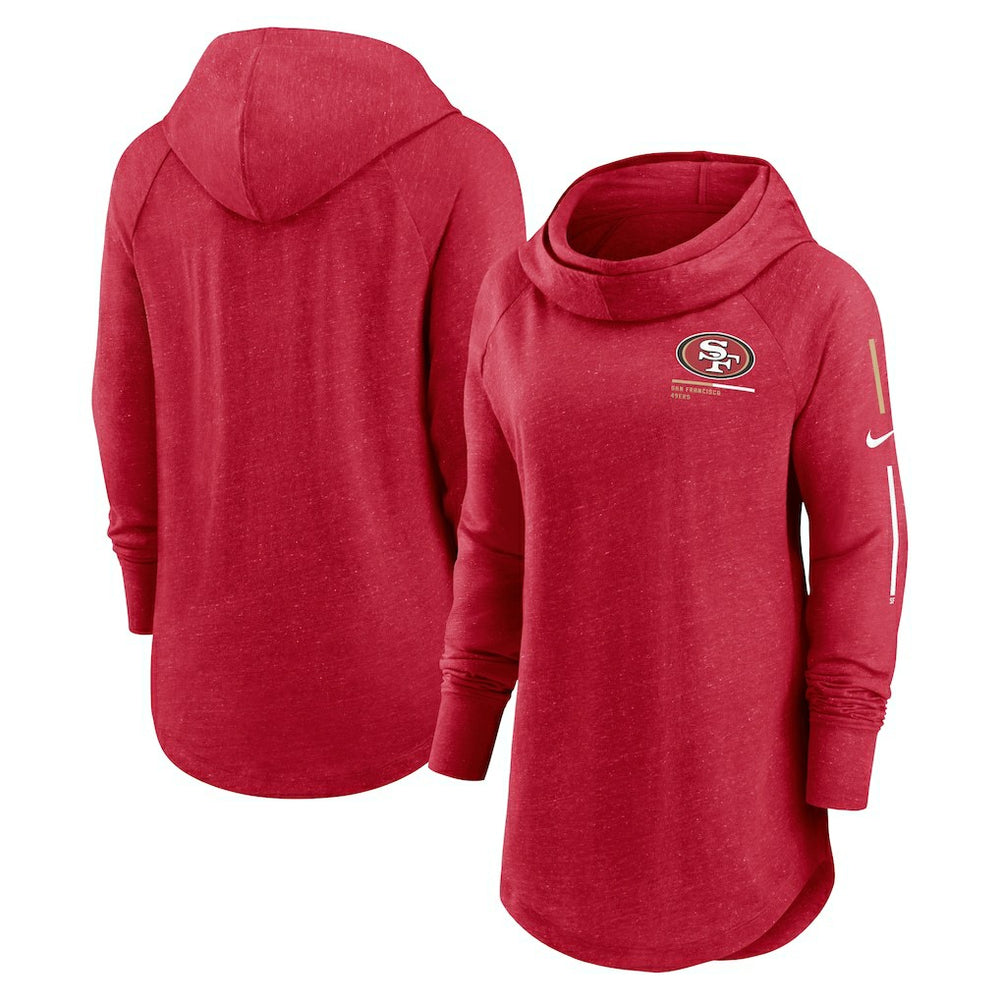 NFL San Francisco 49ers Women's Minimal Statement Lightweight Raglan Funnel Neck Pullover Hoodie